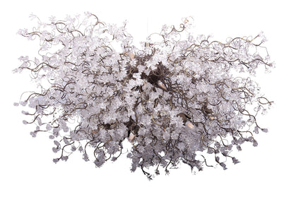 Large lighting Chandelier with clear flowers, Chandelier Ceiling for Dining Room or living room.