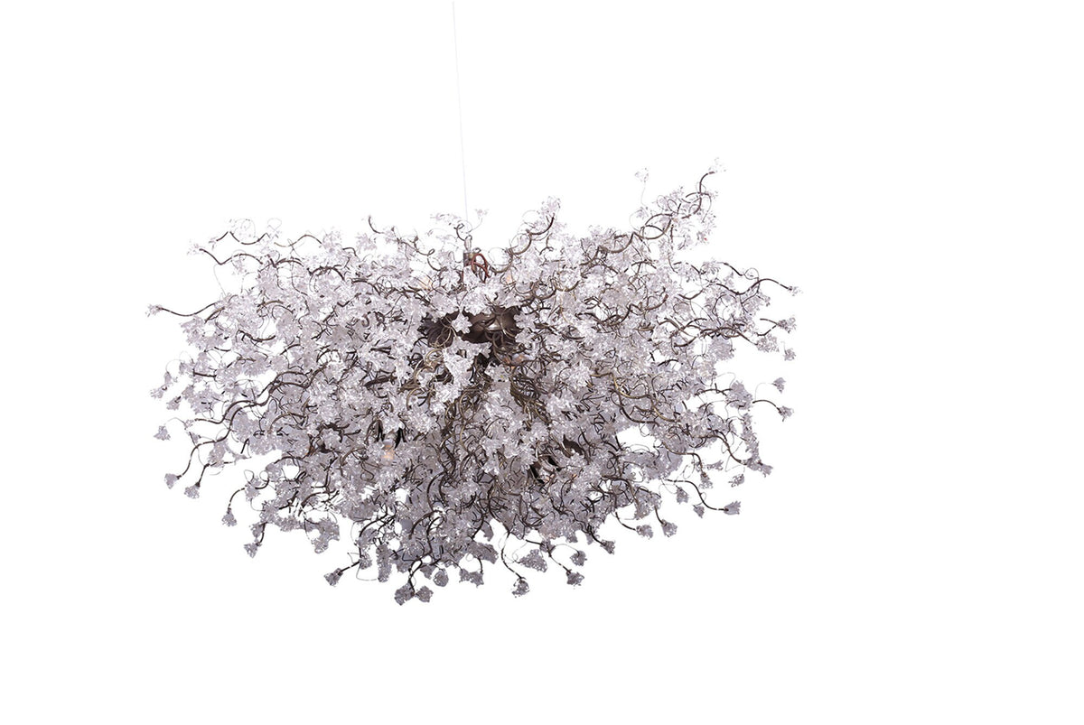 Large lighting Chandelier with clear flowers, Chandelier Ceiling for Dining Room or living room.