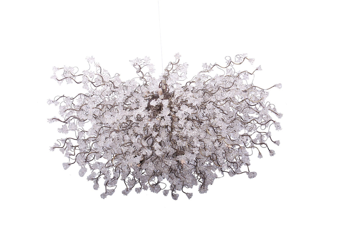 Large lighting Chandelier with clear flowers, Chandelier Ceiling for Dining Room or living room.
