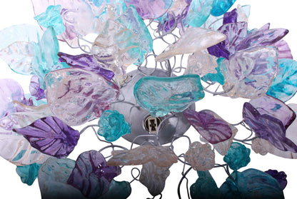Floral Flush Mount Ceiling Light, Resin Flowers & Leaves Lighting