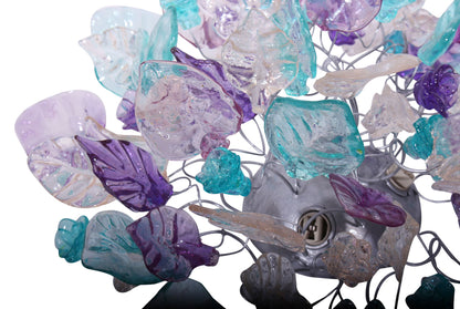 Floral Flush Mount Ceiling Light, Resin Flowers & Leaves Lighting