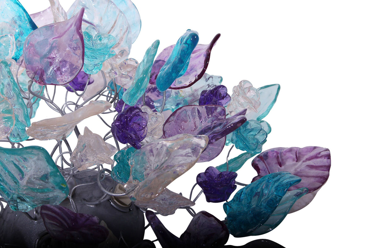 Floral Flush Mount Ceiling Light, Resin Flowers & Leaves Lighting