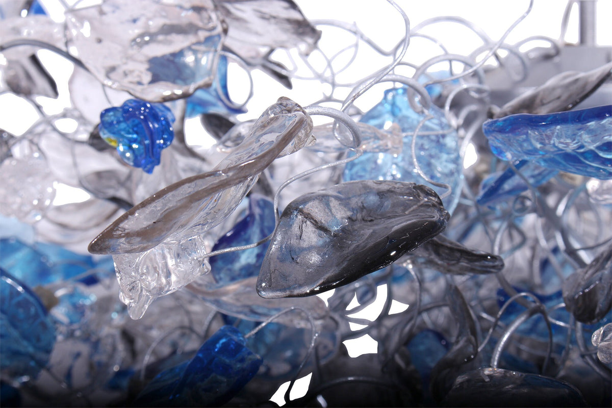 Modern lighting with blue and gray flowers & leaves for Dining Room, living room or bedroom. modern home lighting