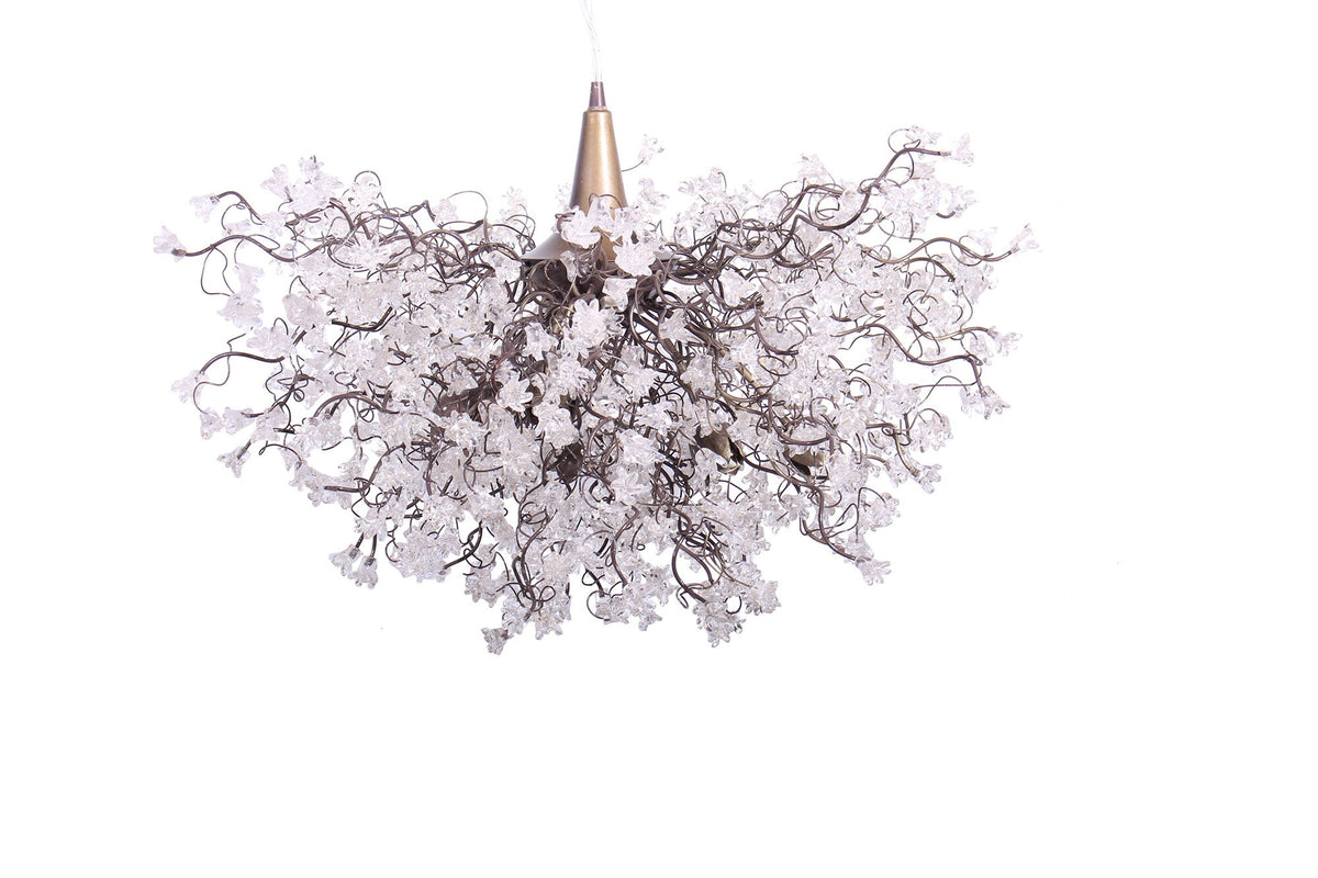 Large Ceiling Light Fixture Chandelier with clear flowers for Living Room, Dining Room table or bedroom- elegant lighting.