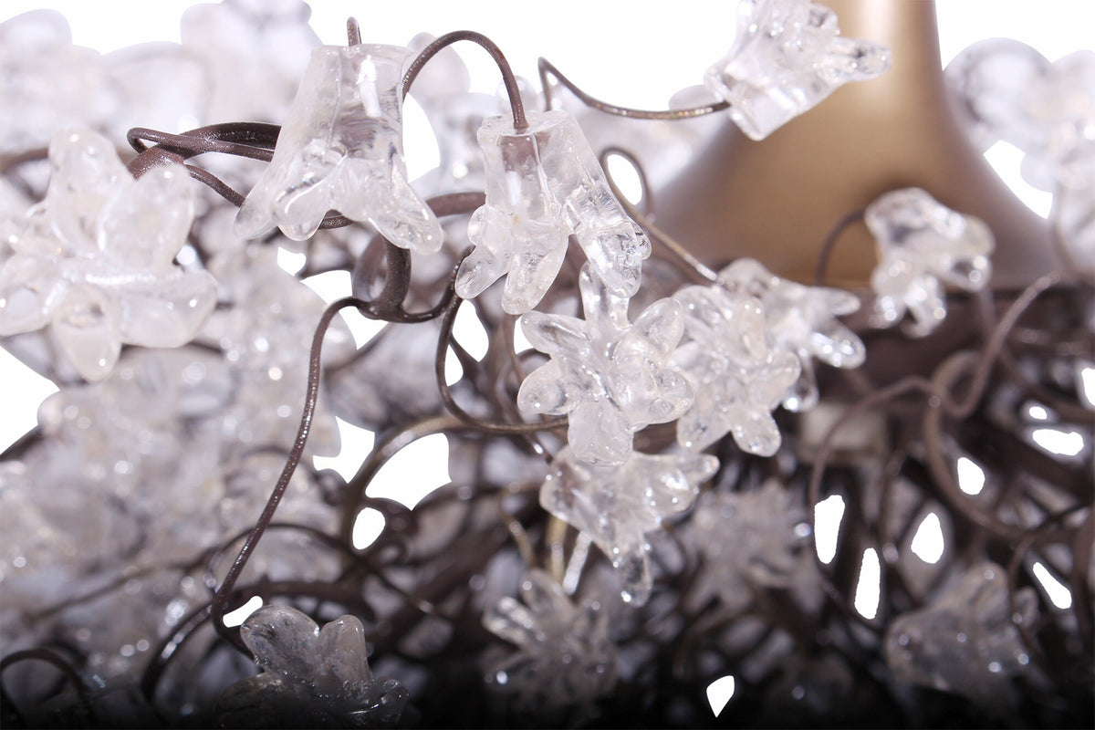Large Ceiling Light Fixture Chandelier with clear flowers for Living Room, Dining Room table or bedroom- elegant lighting.