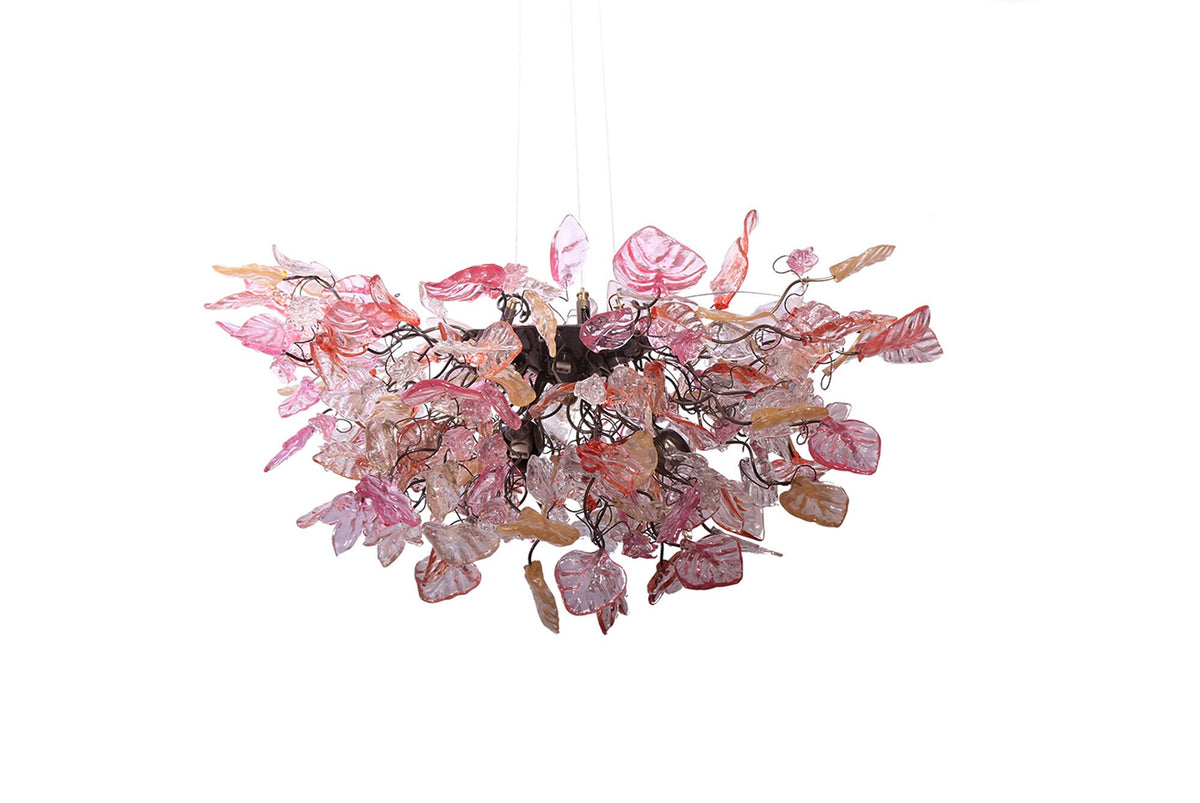 Modern Rose Gold Flower Chandelier: Resin Leaf Hanging Ceiling Light