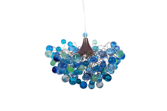 Lighting Chandelier with sea colored bubbles, hanging lamp with different size of bubbles for children room or dining room.