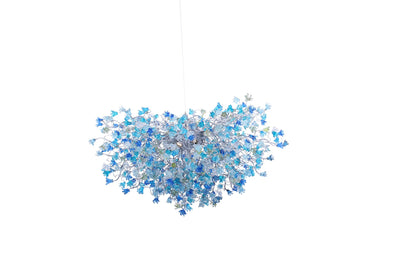 Blue Chandelier Lighting with sea color flowers, flowers lights for Dining Room, statement lighting