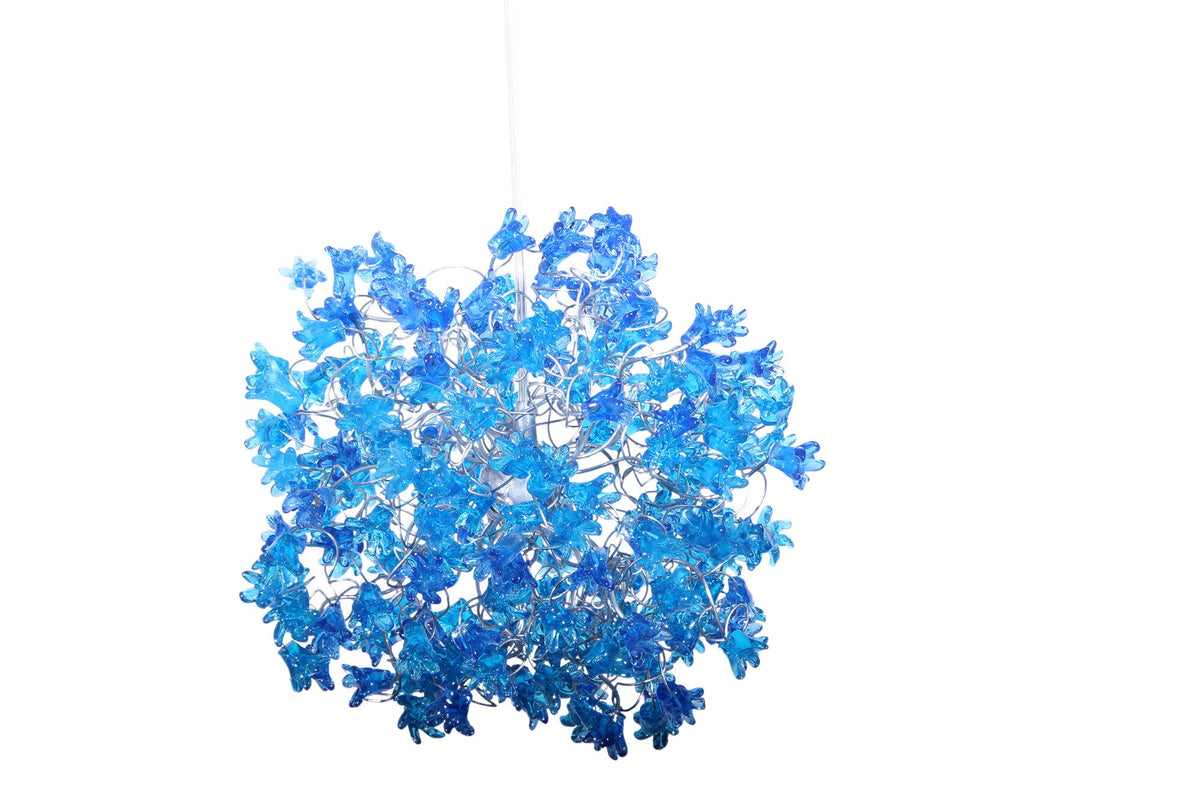 Blue flowers Hanging chandeliers for hall or bathroom or as a bedside light - a unique pendant light.