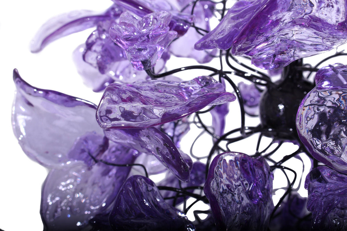 Unique Purple pendant lighting, Ceiling Pendant lights with flowers and leaves.