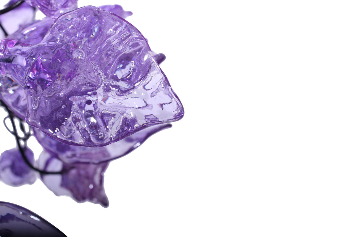 Unique Purple pendant lighting, Ceiling Pendant lights with flowers and leaves.