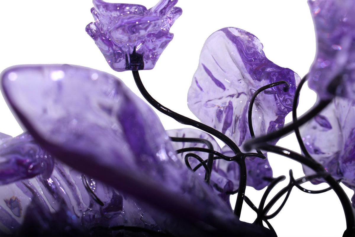 Unique Purple pendant lighting, Ceiling Pendant lights with flowers and leaves.