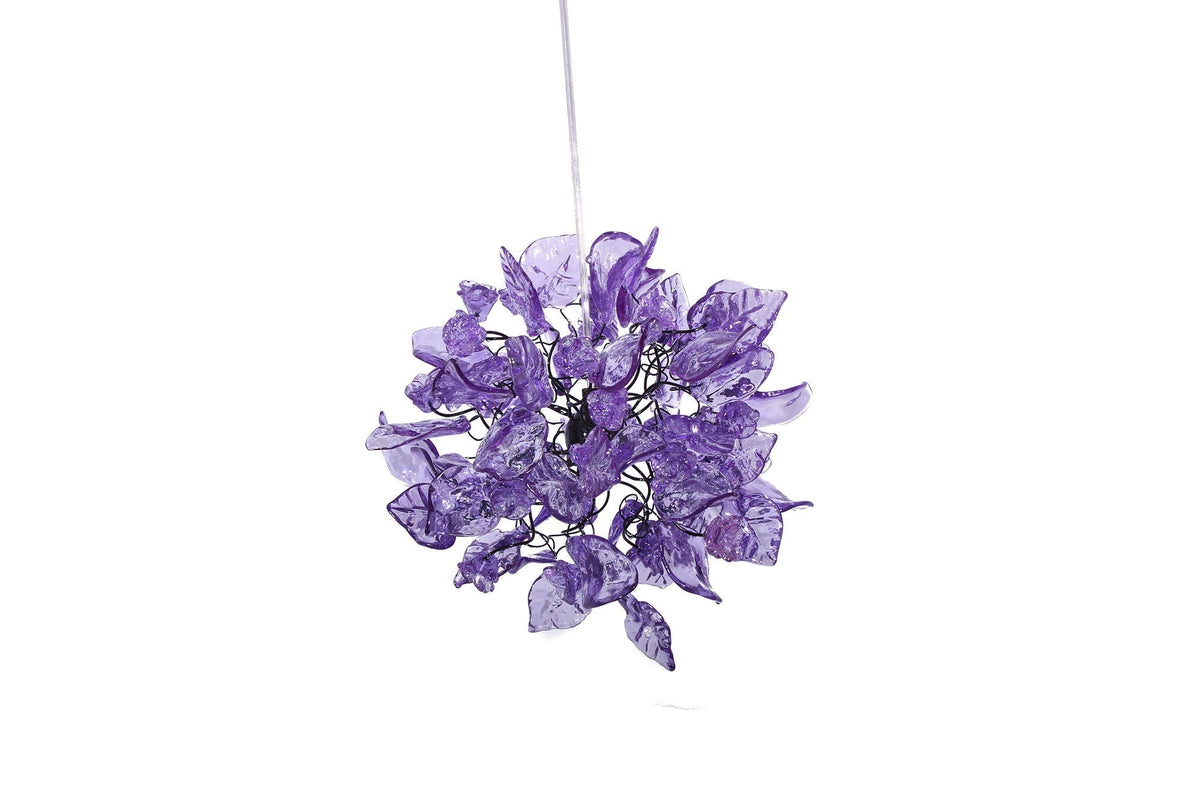 Unique Purple pendant lighting, Ceiling Pendant lights with flowers and leaves.