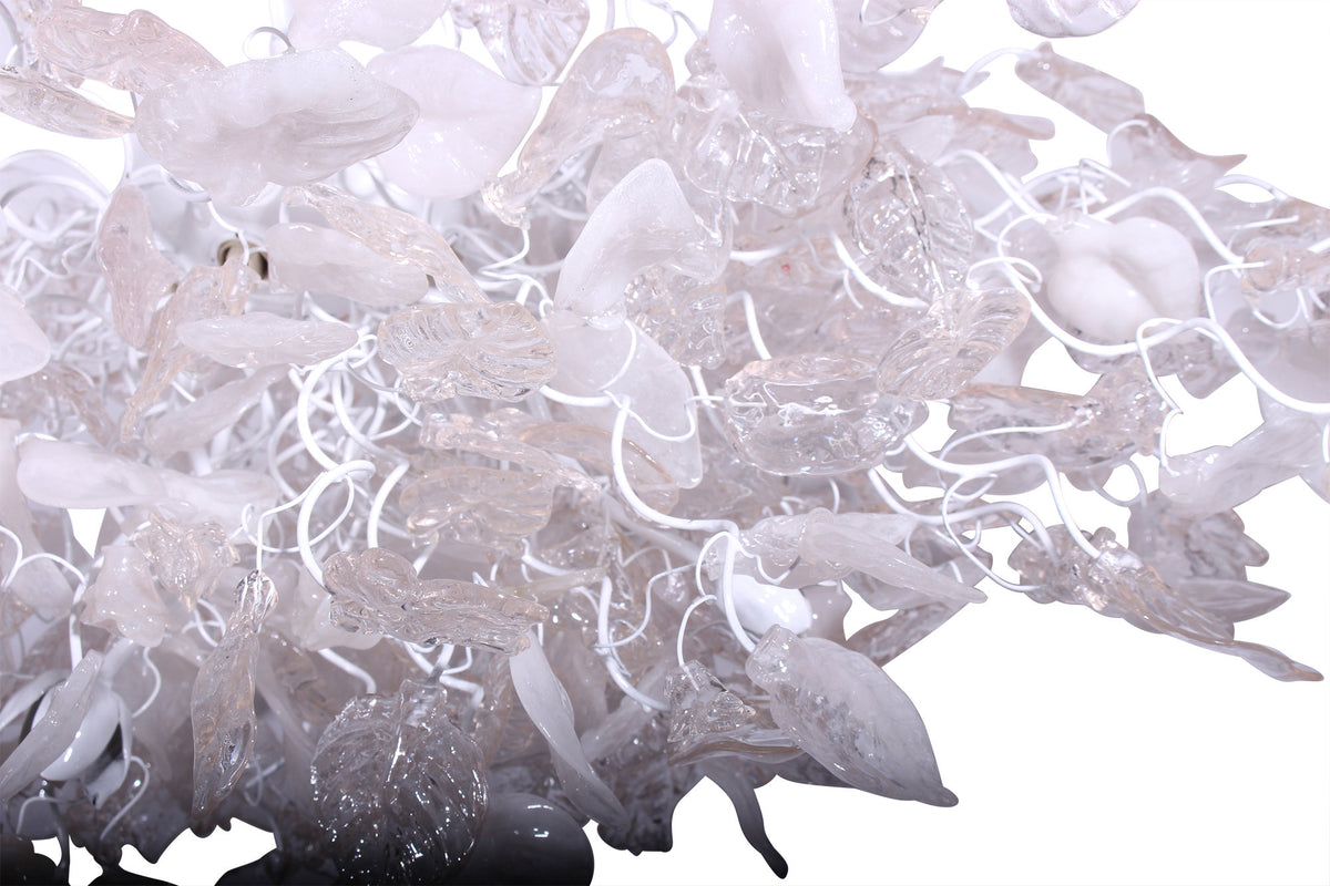 White Clear Resin Chandelier: Elegant Modern Hanging Floral Leaf Light Fixtures