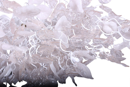 White Clear Resin Chandelier: Elegant Modern Hanging Floral Leaf Light Fixtures