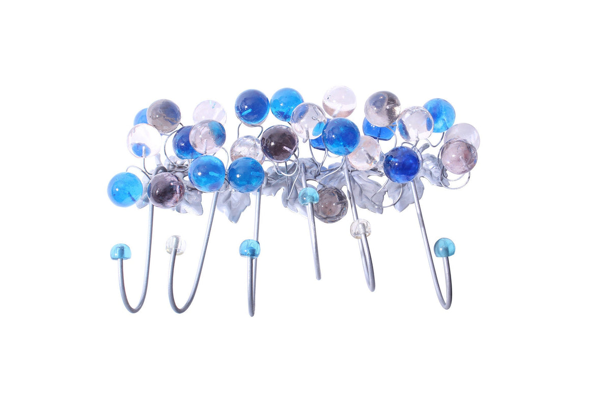 Decorative Wall Hooks, Coat rack with blue, gray and clear bubbles, decorative wall hanger.