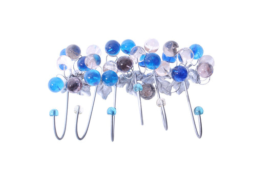 Decorative Wall Hooks, Coat rack with blue, gray and clear bubbles, decorative wall hanger.