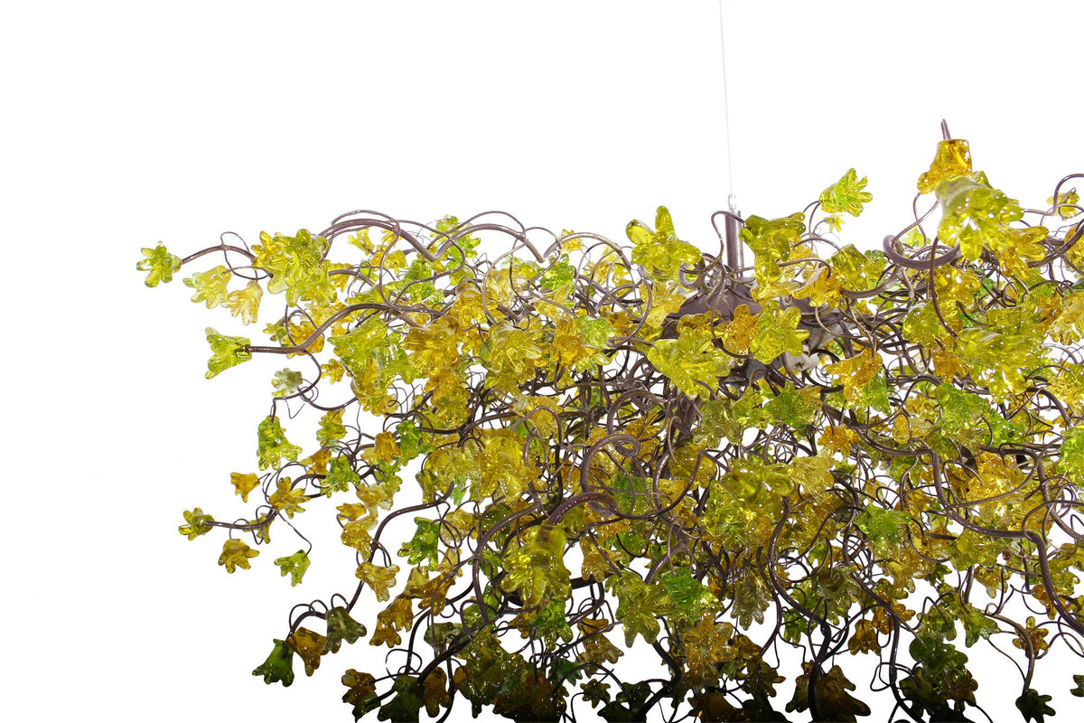 Large Dining chandelier, modern Hanging Chandeliers with Green and yellow flowers