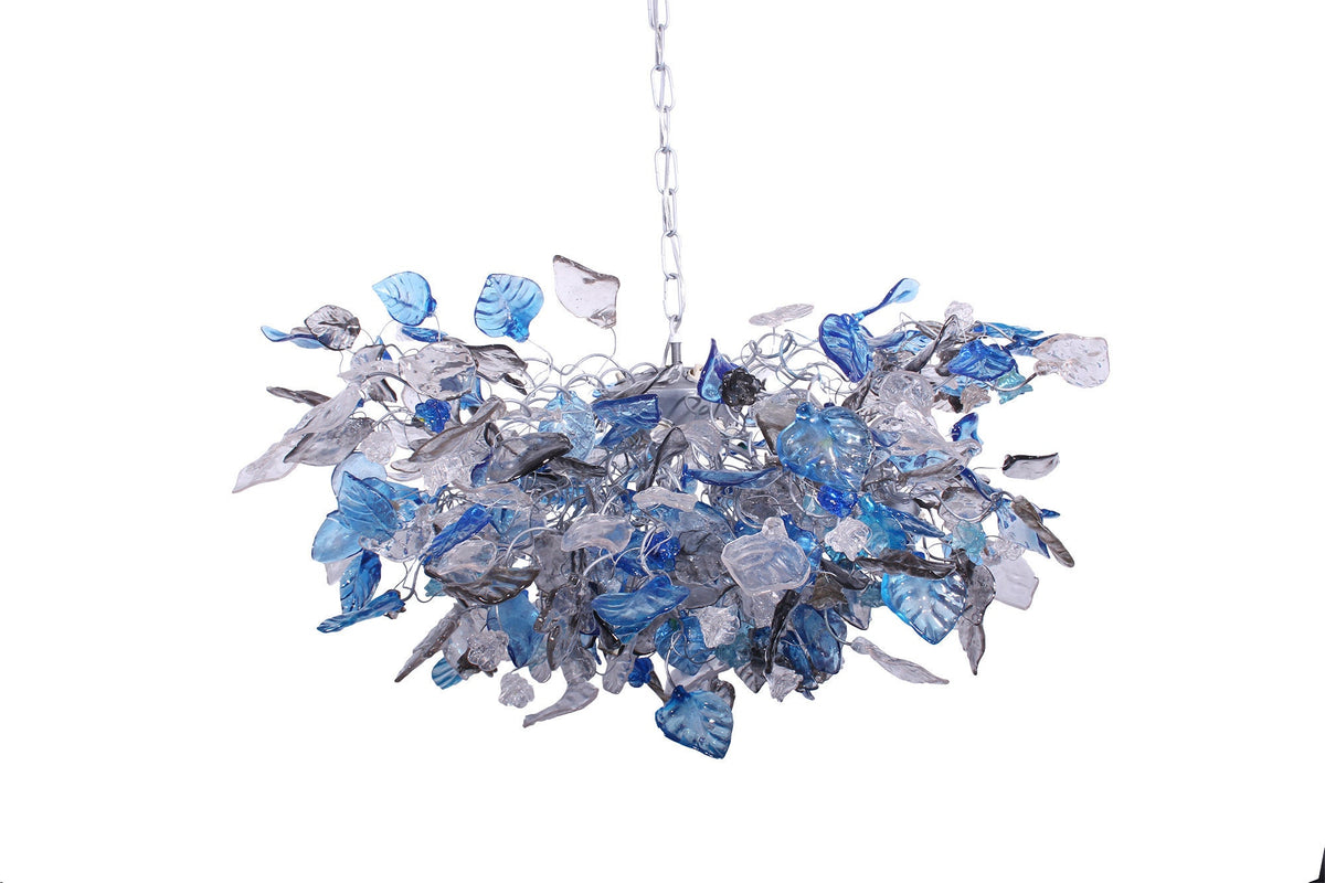 Modern lighting with blue and gray flowers & leaves for Dining Room, living room or bedroom. modern home lighting