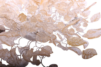 Large Flush Mount Ceiling Light with clear and gold color flowers and leaves, unique ceiling mount light for kitchen.