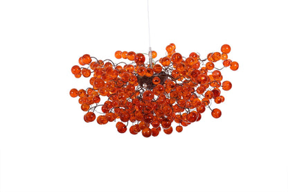 Orange Bubble Chandelier: Large 30" Globe Light Fixture for Dining Room