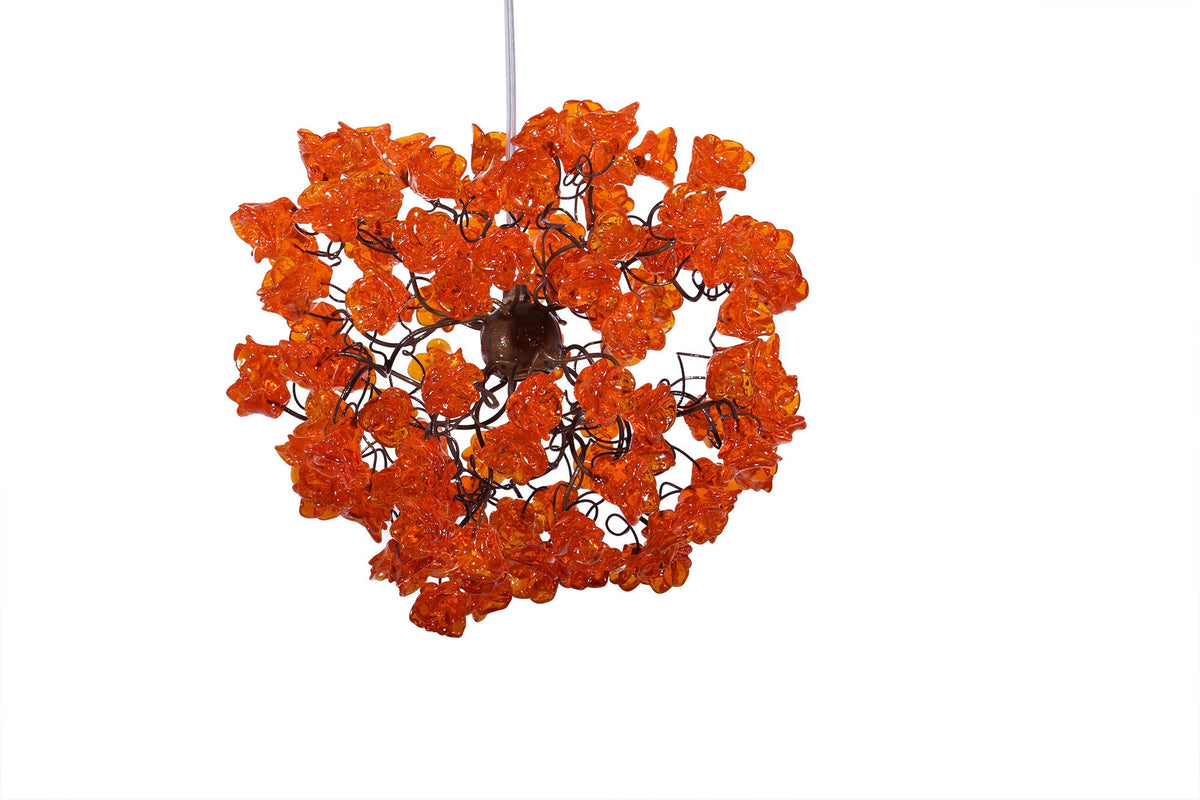 Ceiling Pendant light with orange flowers for Kitchen island, bedside light - modern lighting