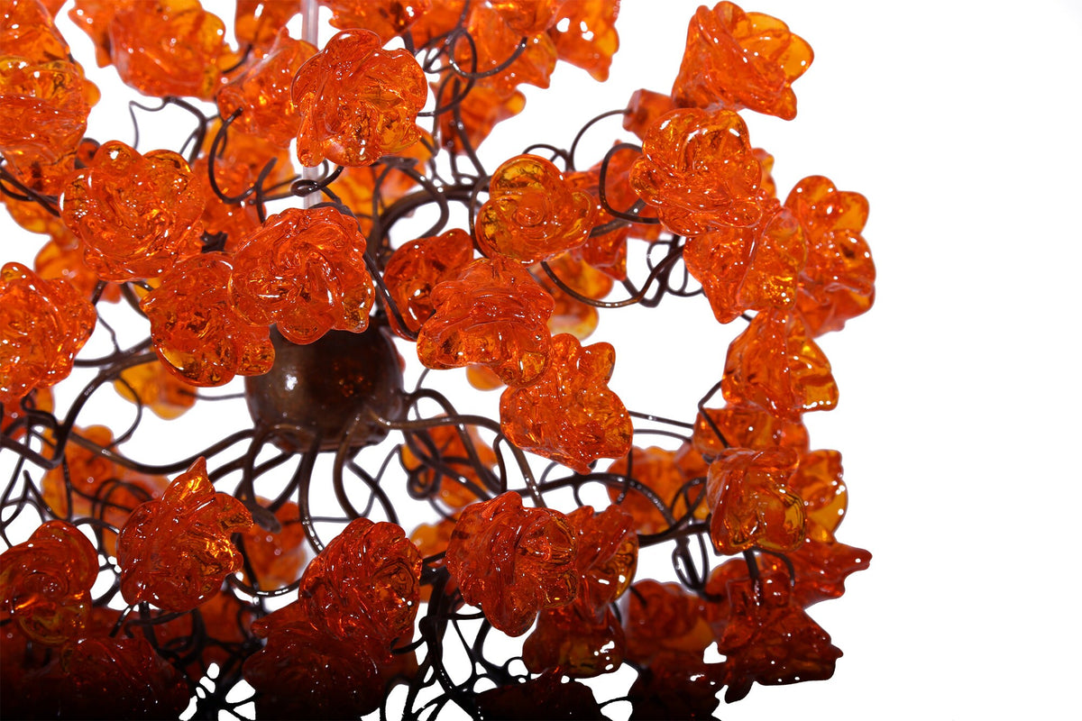 Ceiling Pendant light with orange flowers for Kitchen island, bedside light - modern lighting