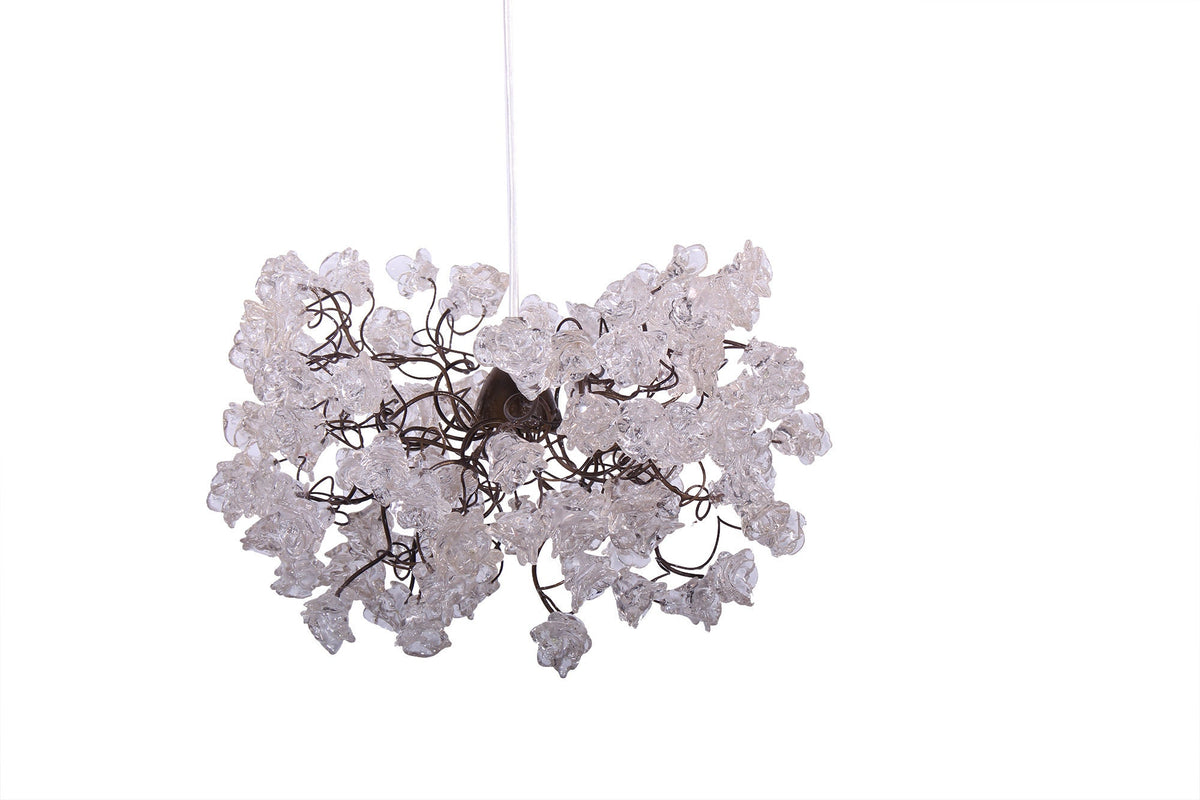 Clear Resin Flower Pendant Light - Bronze Wire Chandelier
