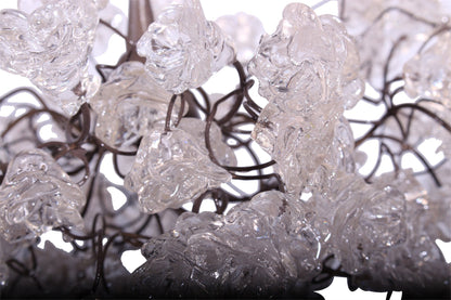 Clear Resin Flower Pendant Light - Bronze Wire Chandelier