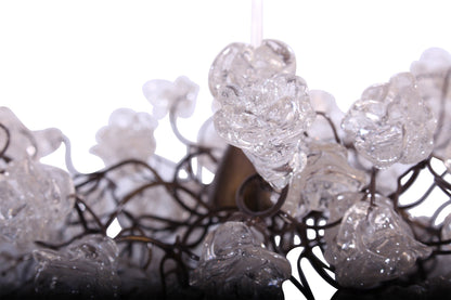 Clear Resin Flower Pendant Light - Bronze Wire Chandelier