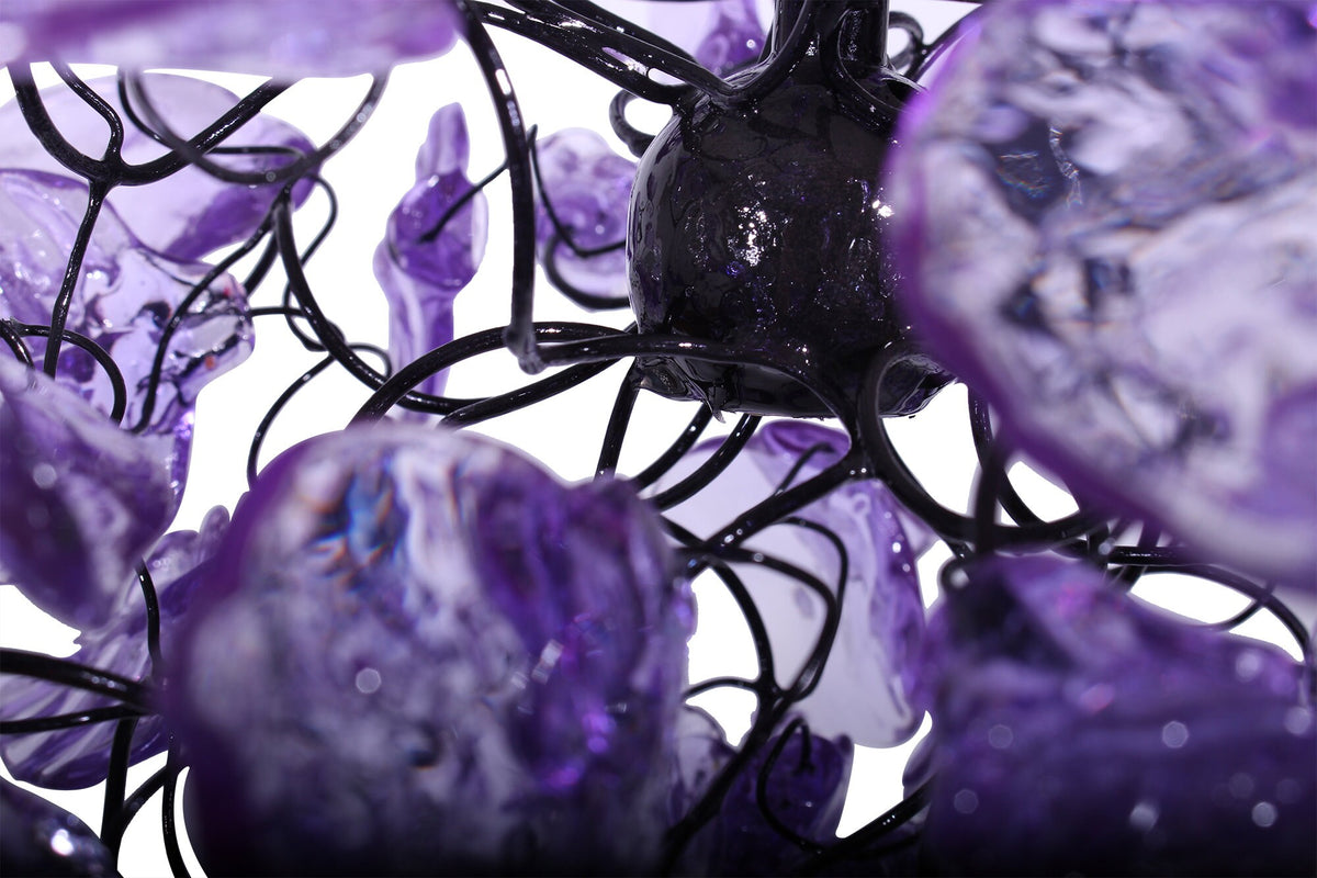 Unique Purple pendant lighting, Ceiling Pendant lights with flowers and leaves.