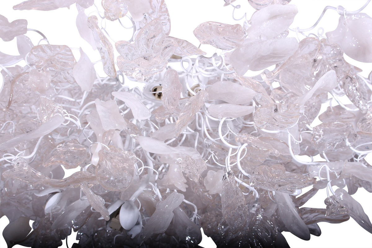 White Clear Resin Chandelier: Elegant Modern Hanging Floral Leaf Light Fixtures