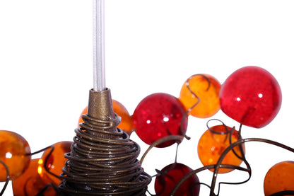 Bubbles Lighting, Ceiling Pendant light with orange and red wine bubbles.