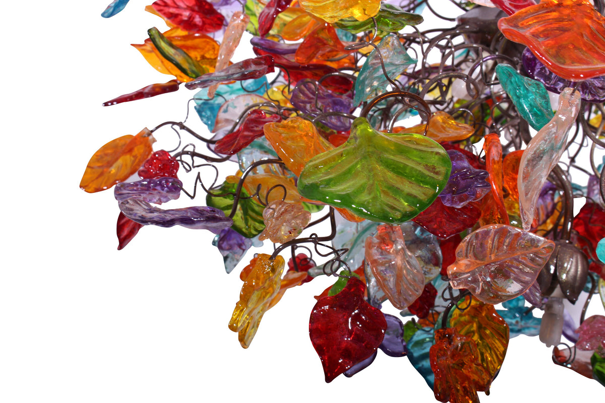 Hanging modern chandeliers with Colorful flowers and leaves - unique Light Fixture for Dining Room , Living Room