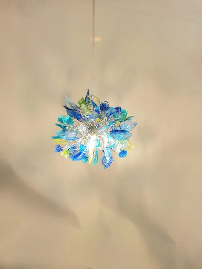 Pendant Lighting, Sea color flowers and leaves Ceiling Lamp for hall, bedroom or kitchen island lighting.