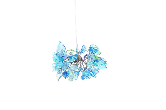 Floral Chandelier: Sea Color Resin Flowers & Leaves Pendant Light