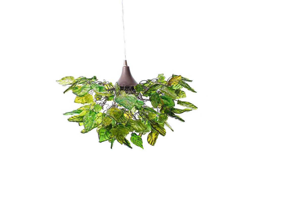 Lighting hanging chandeliers with green flowers and leaves, for Dining Room, hall or bedroom.