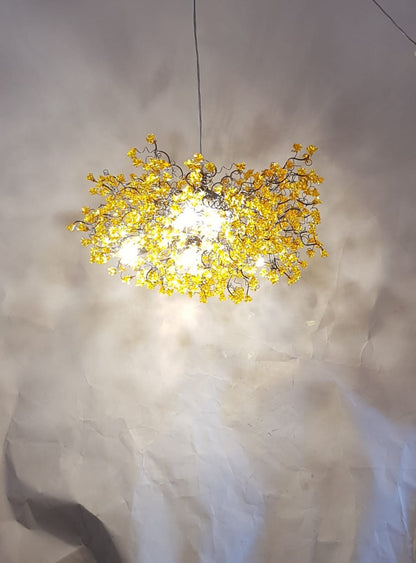 Chandelier with yellow flowers for Dining Room, living room