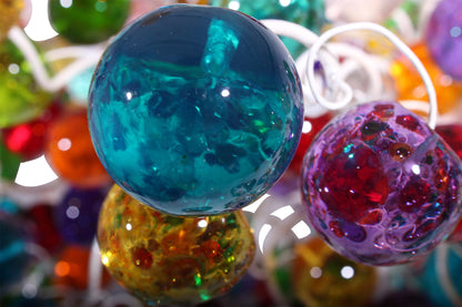 Large Rainbow bubbles Chandelier, Hanging light with multicolored bubbles - statement lighting with rainbow balls for Dining Room.