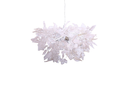 Hanging ceiling Light with white and clear leaves and flowers for Dining table or living room