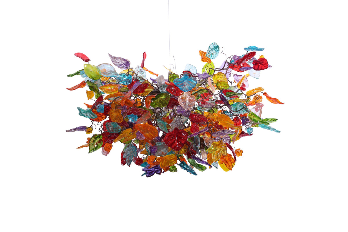 Hanging modern chandeliers with Colorful flowers and leaves - unique Light Fixture for Dining Room , Living Room