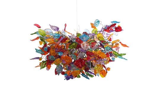 Hanging modern chandeliers with Colorful flowers and leaves - unique Light Fixture for Dining Room , Living Room
