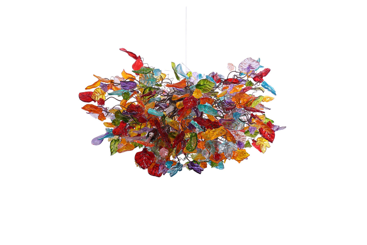 Hanging modern chandeliers with Colorful flowers and leaves - unique Light Fixture for Dining Room , Living Room