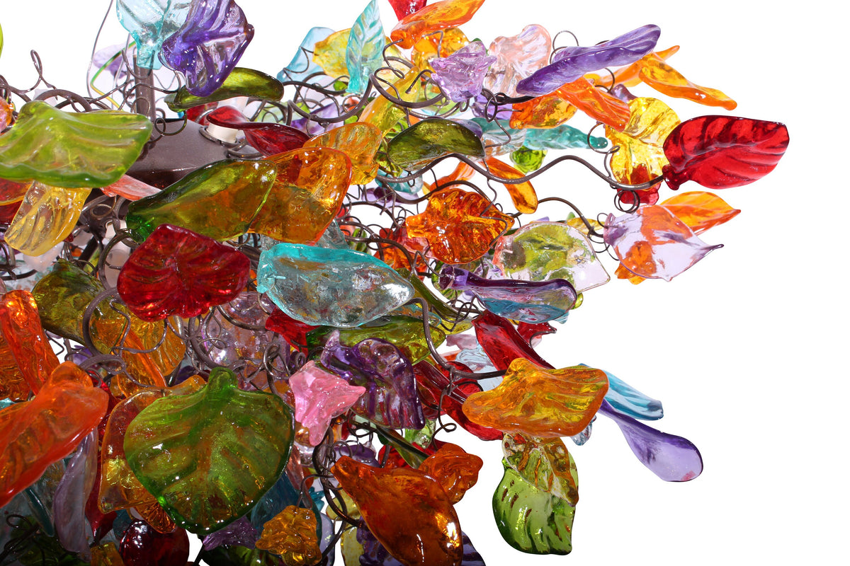 Hanging modern chandeliers with Colorful flowers and leaves - unique Light Fixture for Dining Room , Living Room