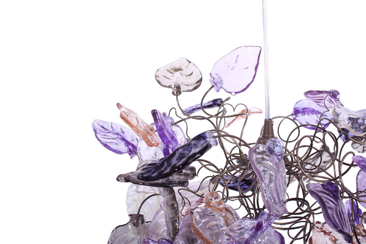 Ceiling light fixture - purple & gray colors leaves. hanging lamp pendant lighting