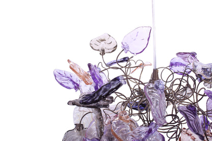 Ceiling light fixture - purple & gray colors leaves. hanging lamp pendant lighting