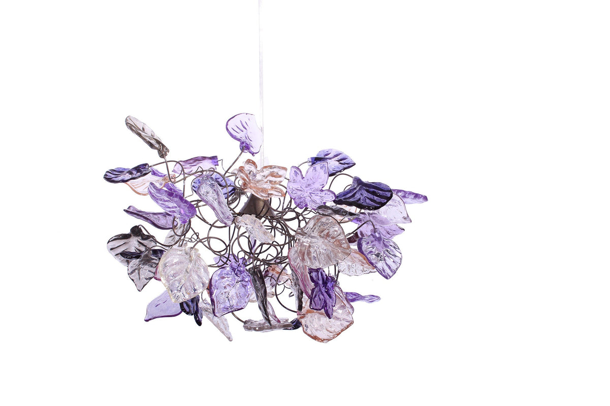 Ceiling light fixture - purple & gray colors leaves. hanging lamp pendant lighting