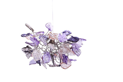 Ceiling light fixture - purple & gray colors leaves. hanging lamp pendant lighting