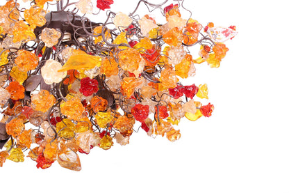 Hanging chandeliers with autumn color flowers and leaves for Dining Room, bedroom or living room.