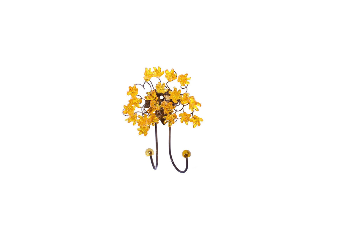 Wall Hook with yellow resin flowers decorative wall hanger for towel, cloths keys.